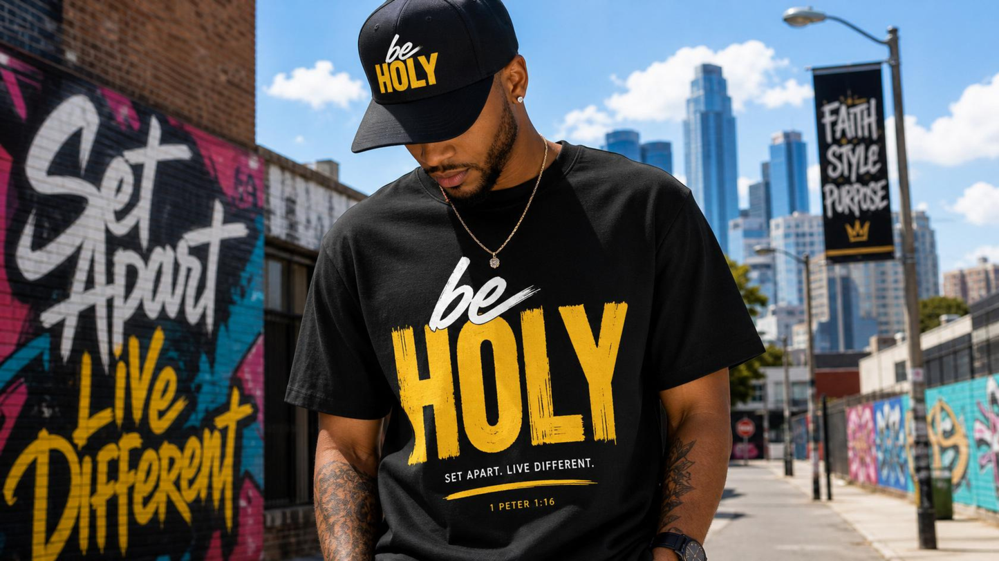 The Grace Brand Tee & Hat Set — "Be Holy. Set Apart. Live Different." — 1 Peter 1:16