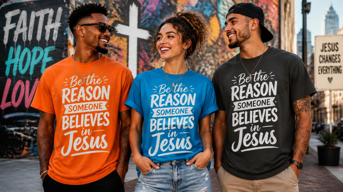 The Grace Brand Tee — "Be The Reason Someone Believes In Jesus."